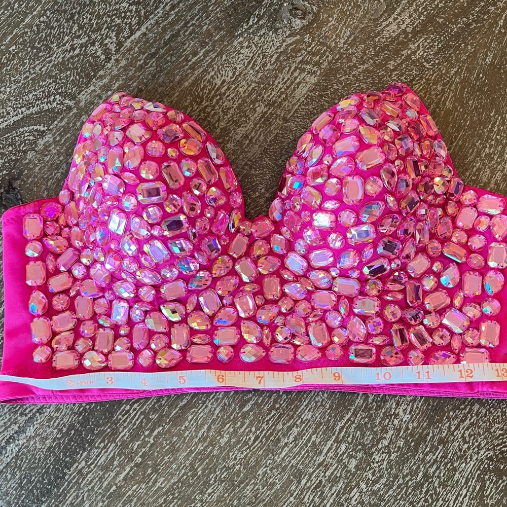Pink Embellished Women's Bra - Picture 10 of 11